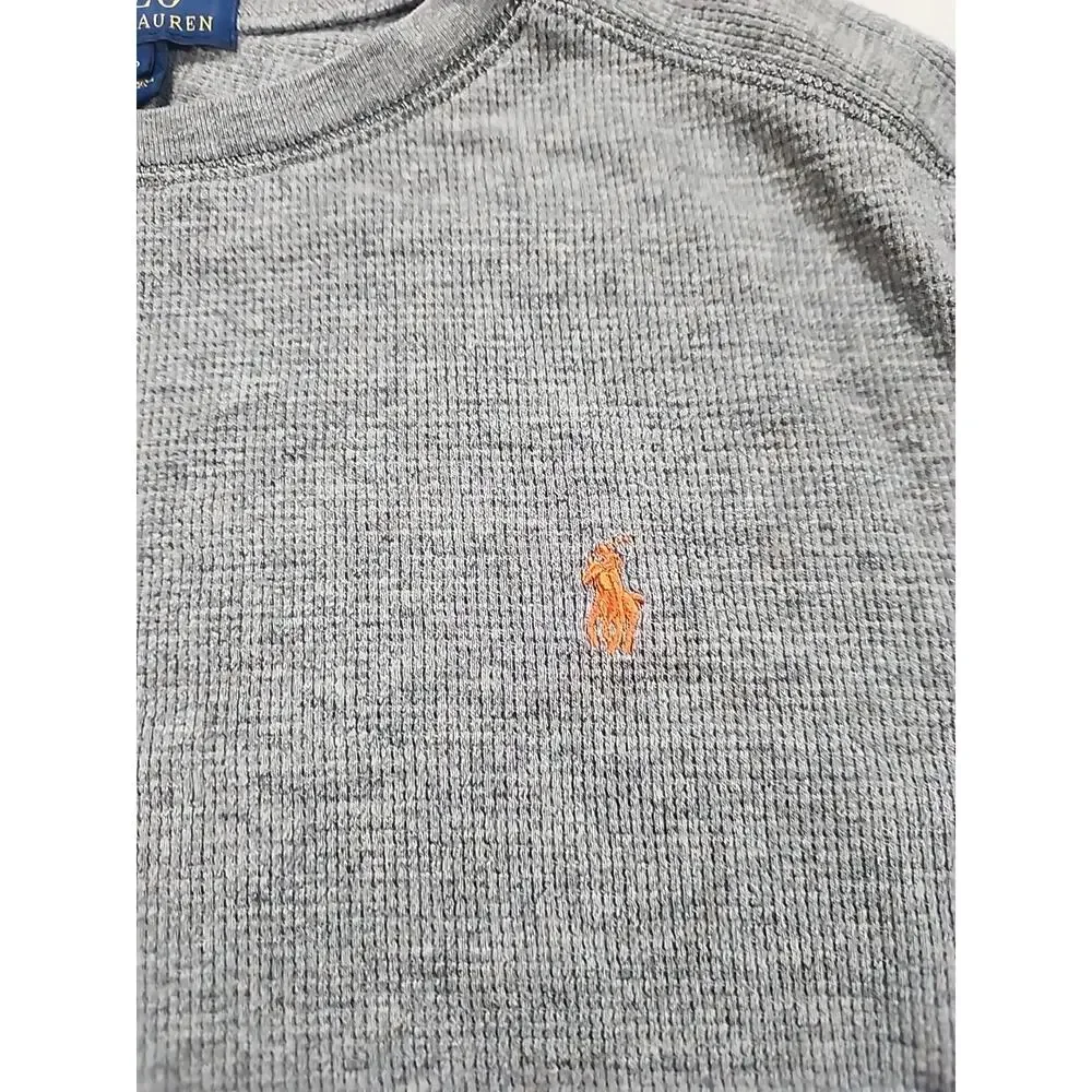 Polo Ralph Lauren‎ Boys Size Large(14-16) Henley Shirt Gray With Orange Pony